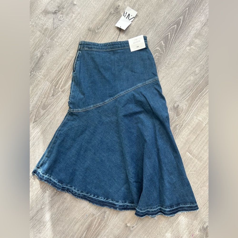 ZARA The Draped Denim Skirt, Size XS NWT